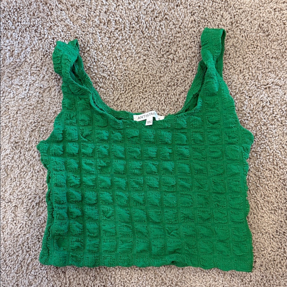 ANTEGA Women's Vibrant Green Textured Crop Top